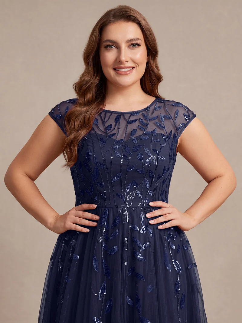 Robe invitée mariage grande taille à paillettes coupe trapèze