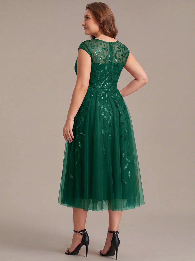 Robe invitée mariage grande taille à paillettes coupe trapèze
