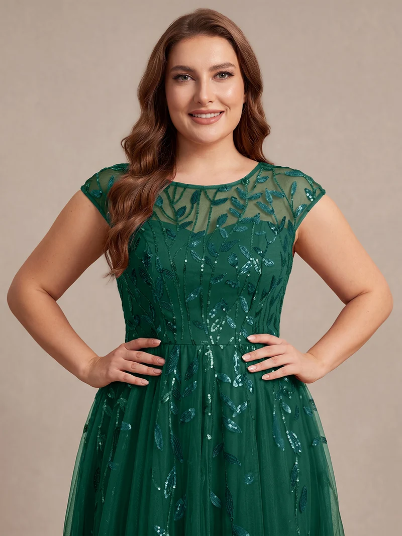 Robe invitée mariage grande taille à paillettes coupe trapèze