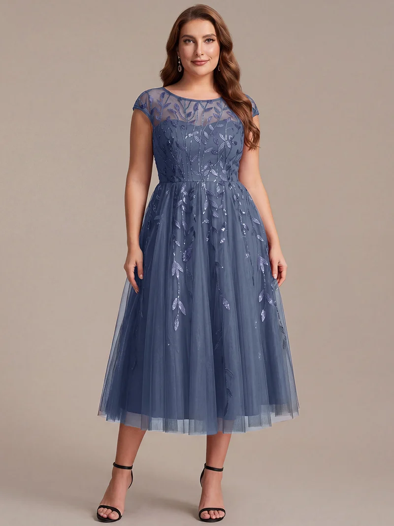 Robe invitée mariage grande taille à paillettes coupe trapèze