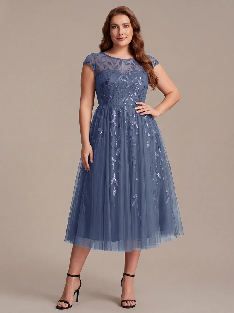 Robe invitée mariage grande taille à paillettes coupe trapèze