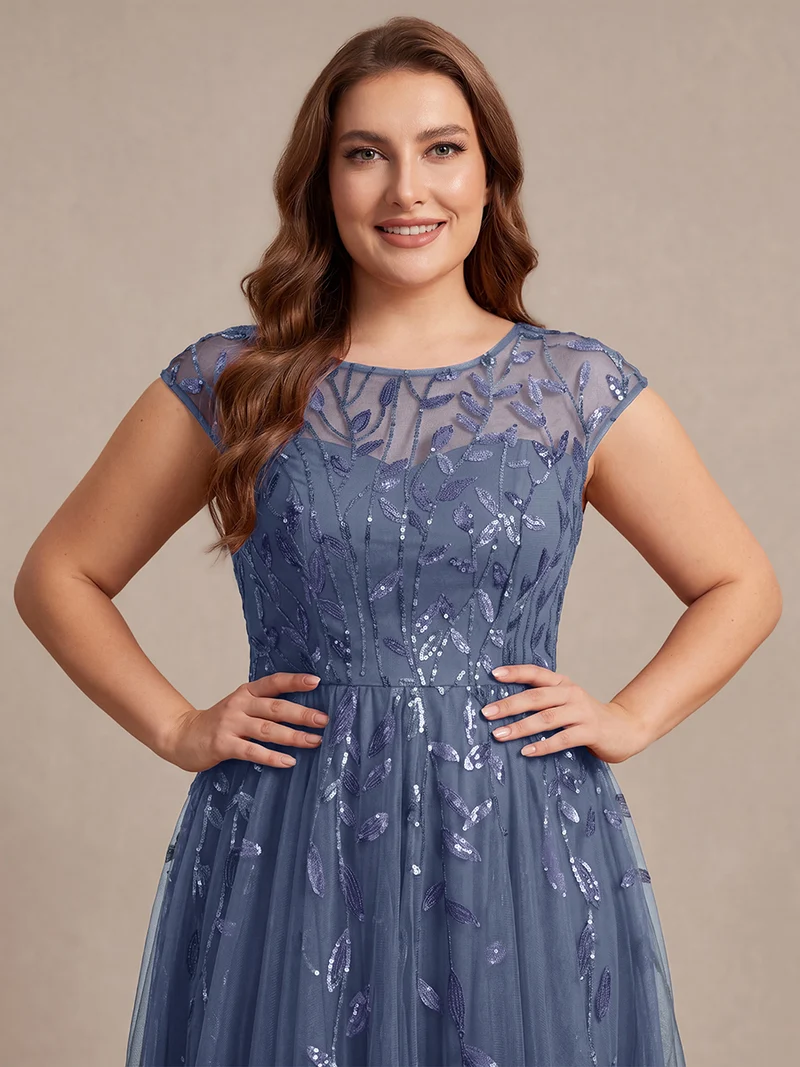 Robe invitée mariage grande taille à paillettes coupe trapèze