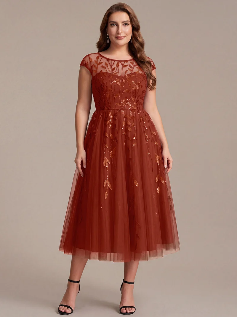 Robe invitée mariage grande taille à paillettes coupe trapèze
