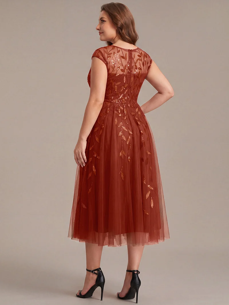 Robe invitée mariage grande taille à paillettes coupe trapèze