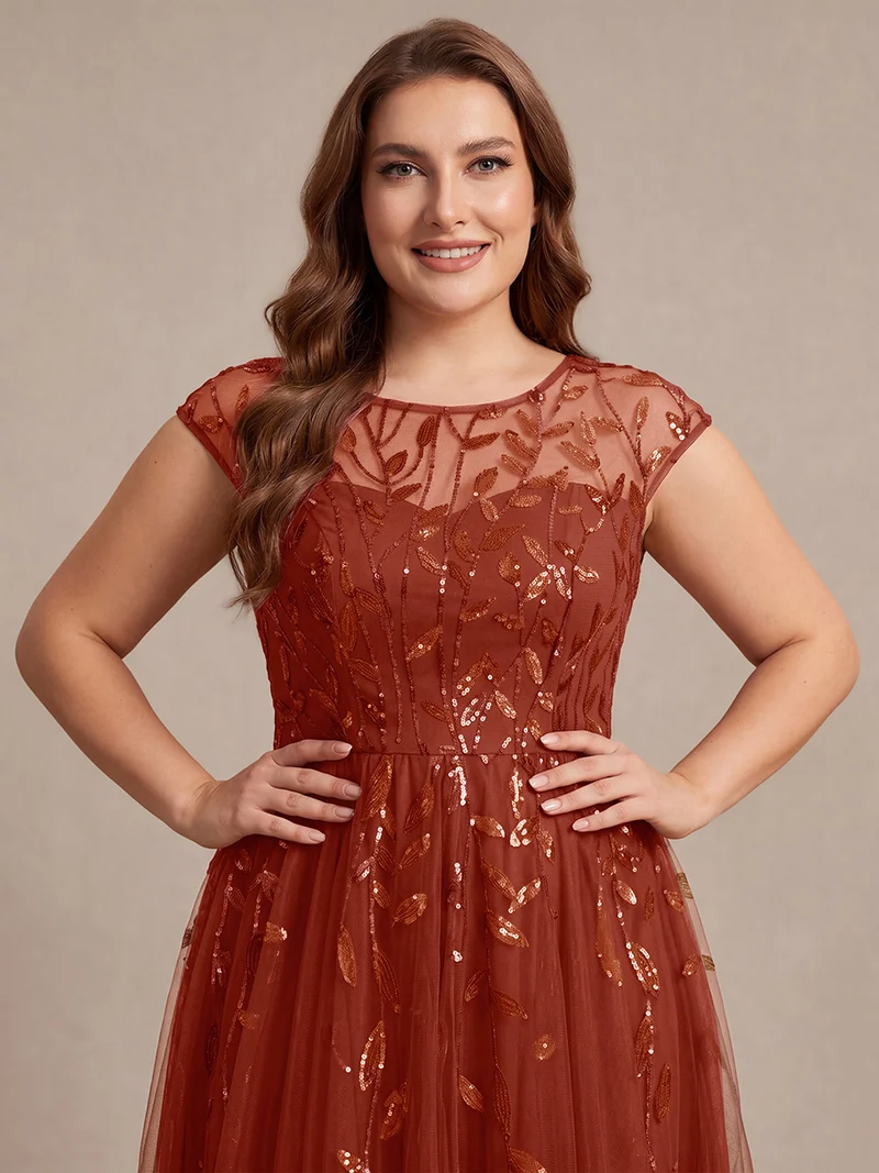 Robe invitée mariage grande taille à paillettes coupe trapèze
