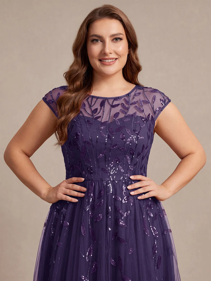 Robe invitée mariage grande taille à paillettes coupe trapèze