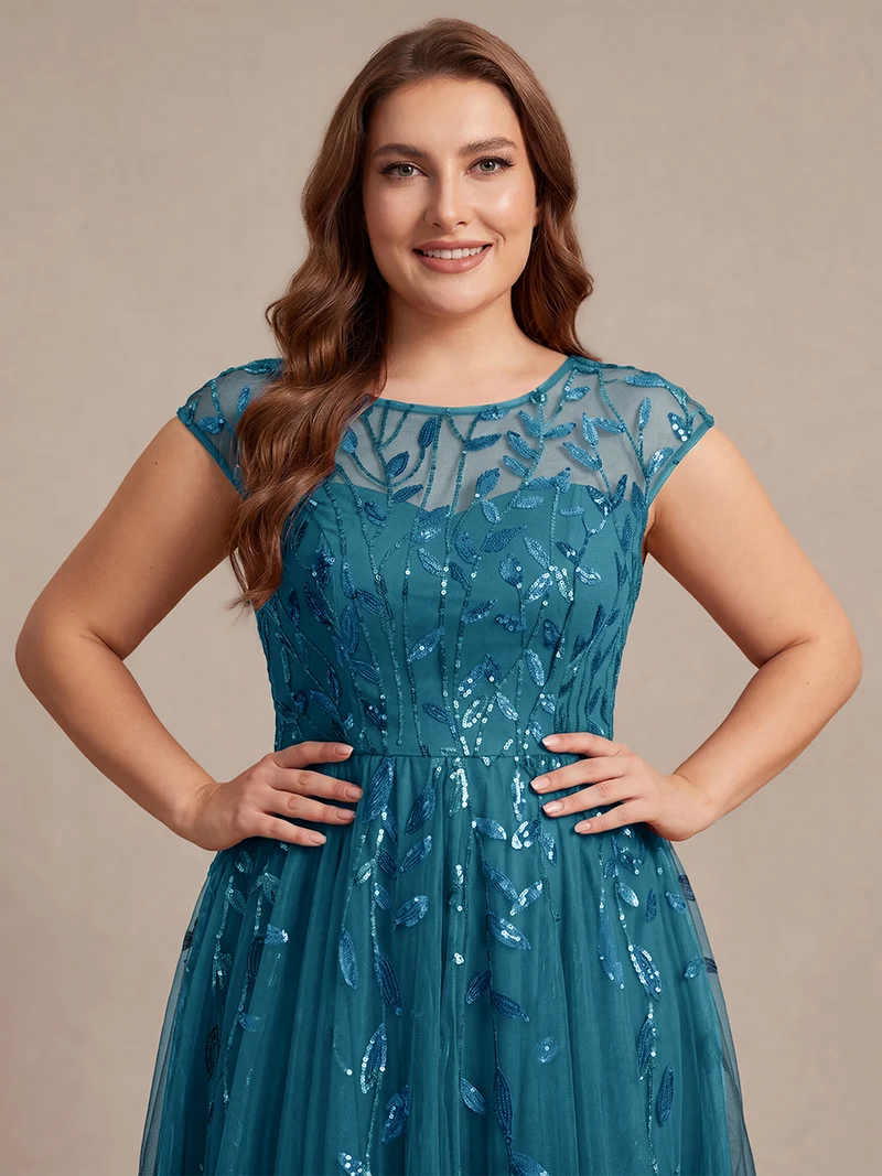 Robe invitée mariage grande taille à paillettes coupe trapèze