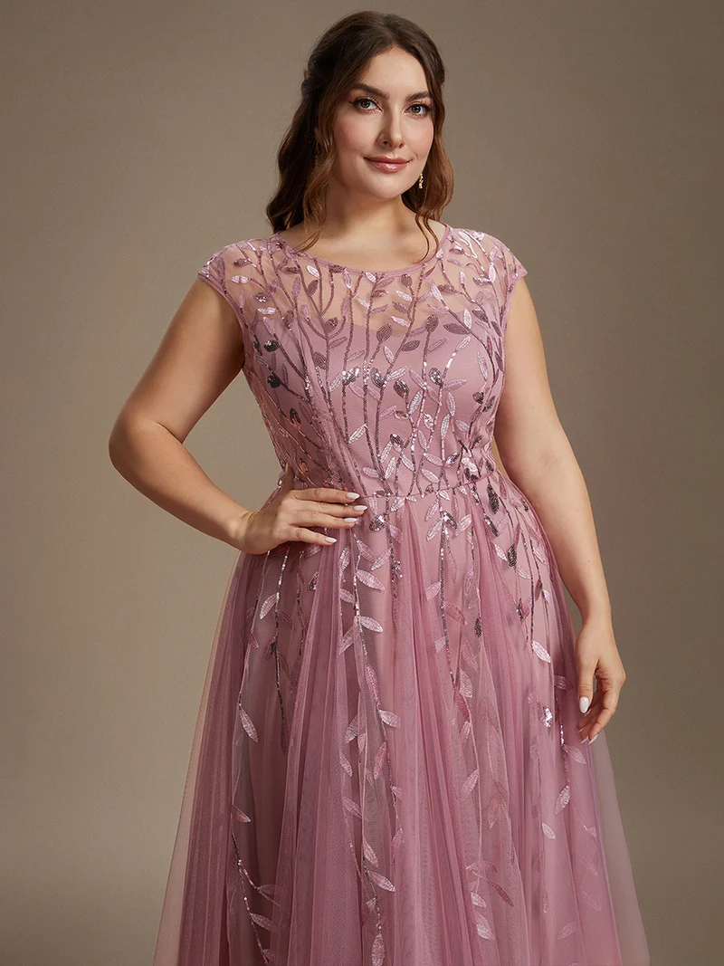 Robe invitée mariage grande taille à paillettes coupe trapèze
