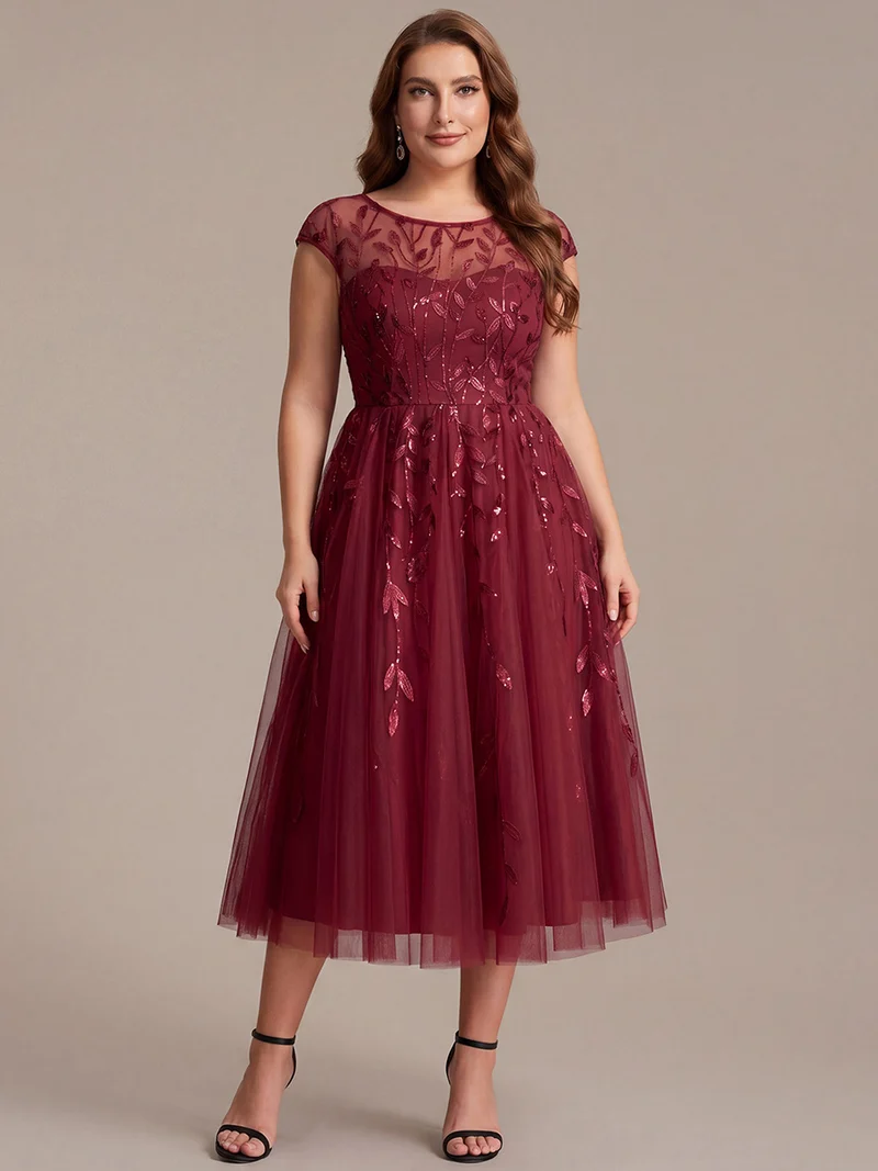 Robe invitée mariage grande taille à paillettes coupe trapèze