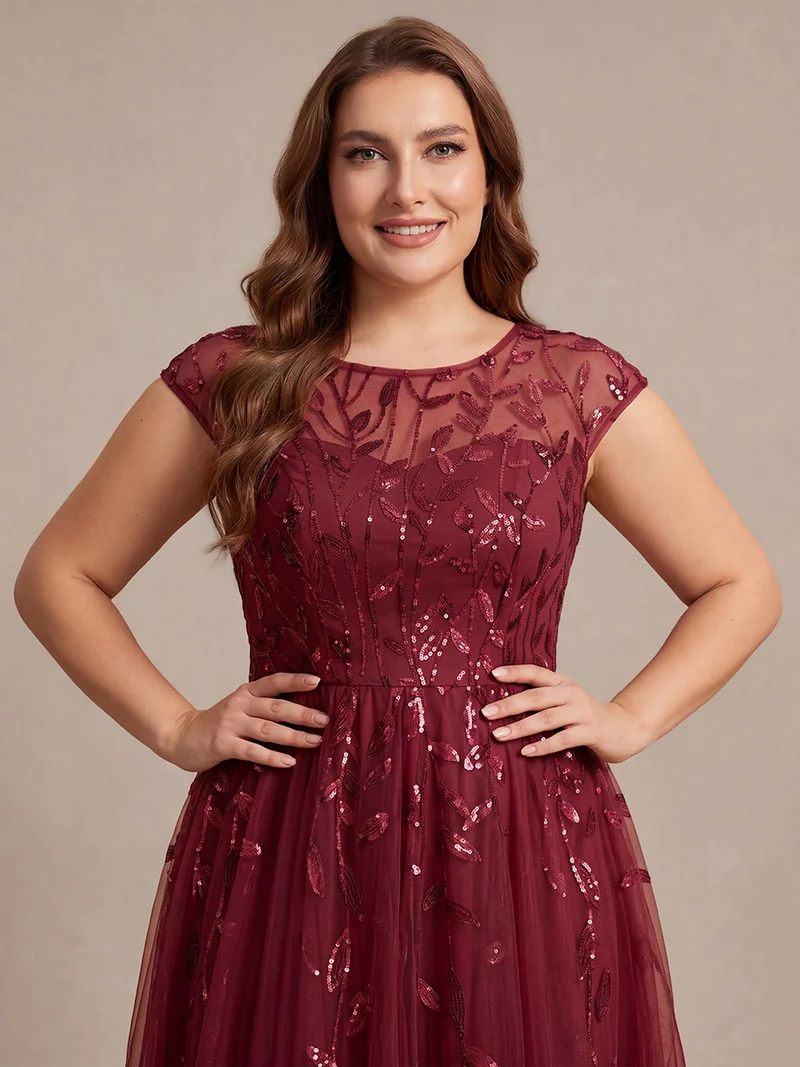 Robe invitée mariage grande taille à paillettes coupe trapèze