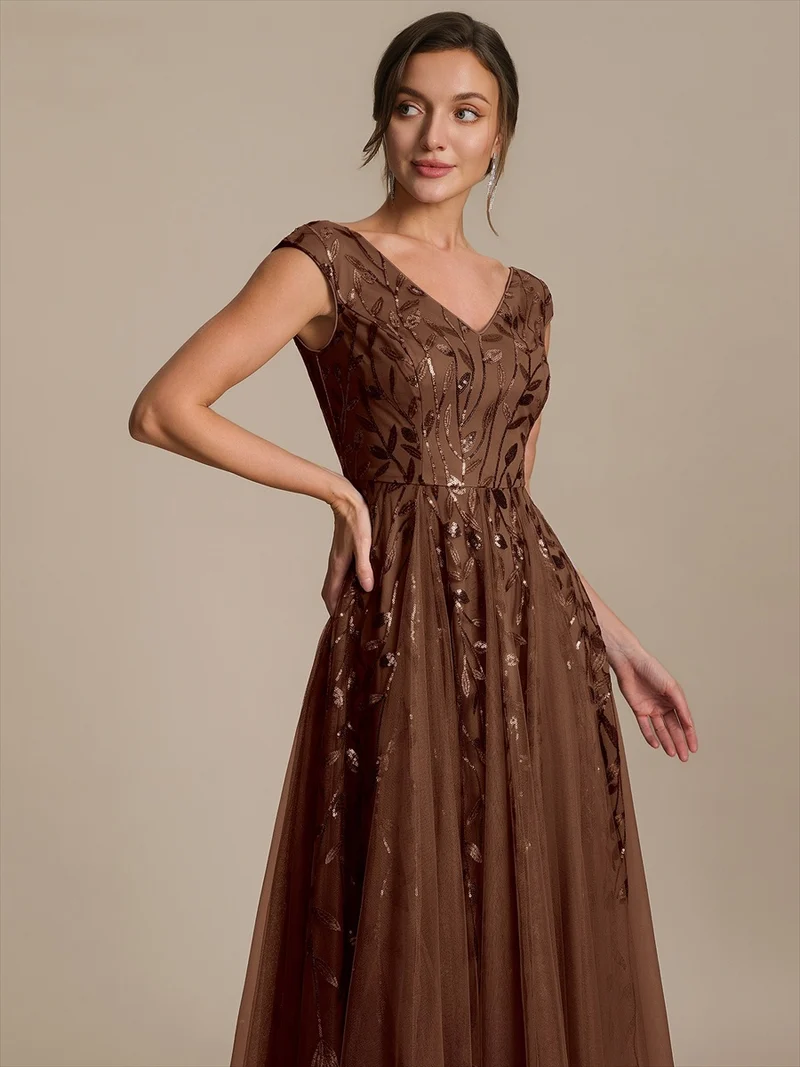 Robe invitée mariage grande taille à paillettes coupe trapèze