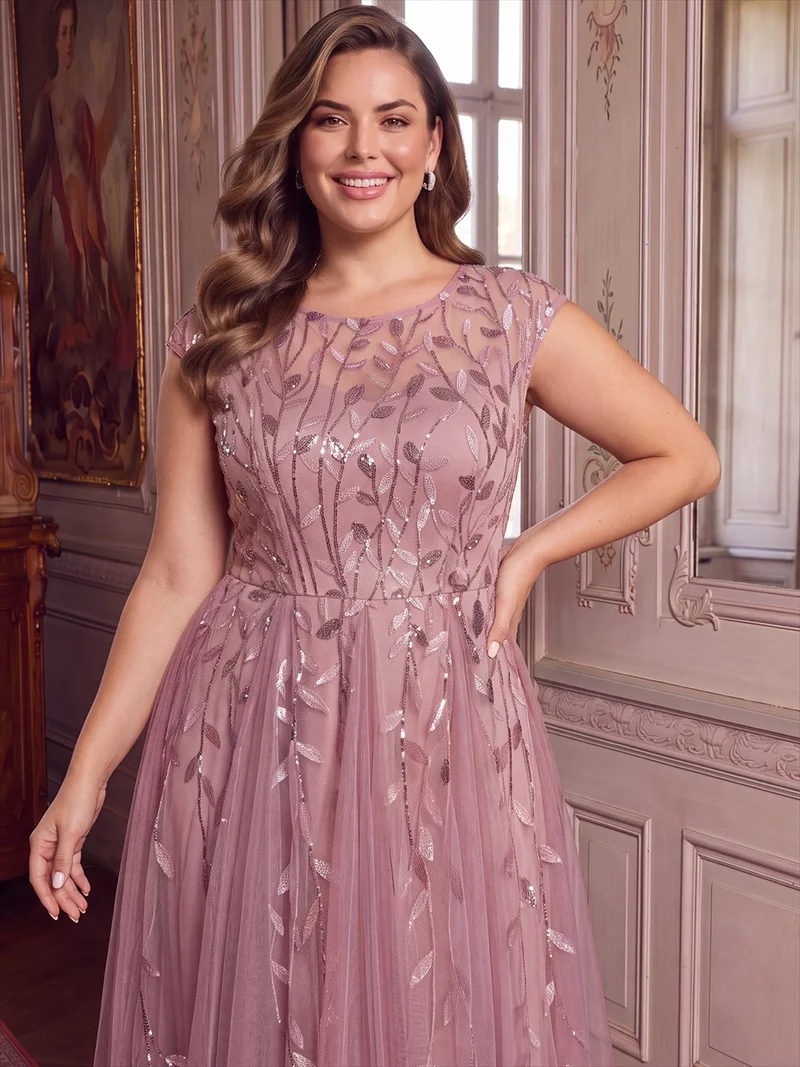Robe invitée mariage grande taille à paillettes coupe trapèze
