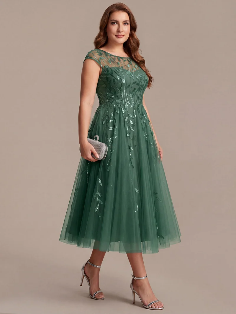 Robe invitée mariage grande taille à paillettes coupe trapèze