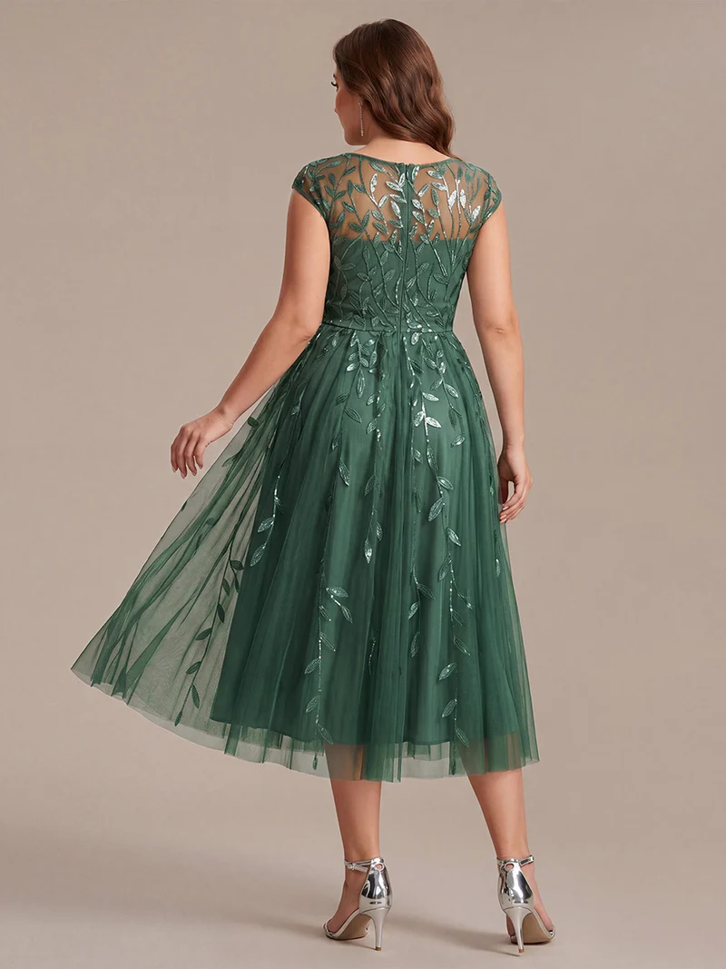 Robe invitée mariage grande taille à paillettes coupe trapèze