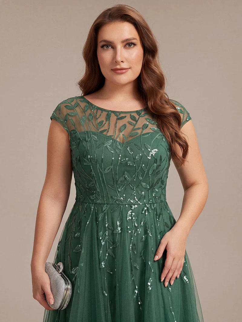 Robe invitée mariage grande taille à paillettes coupe trapèze