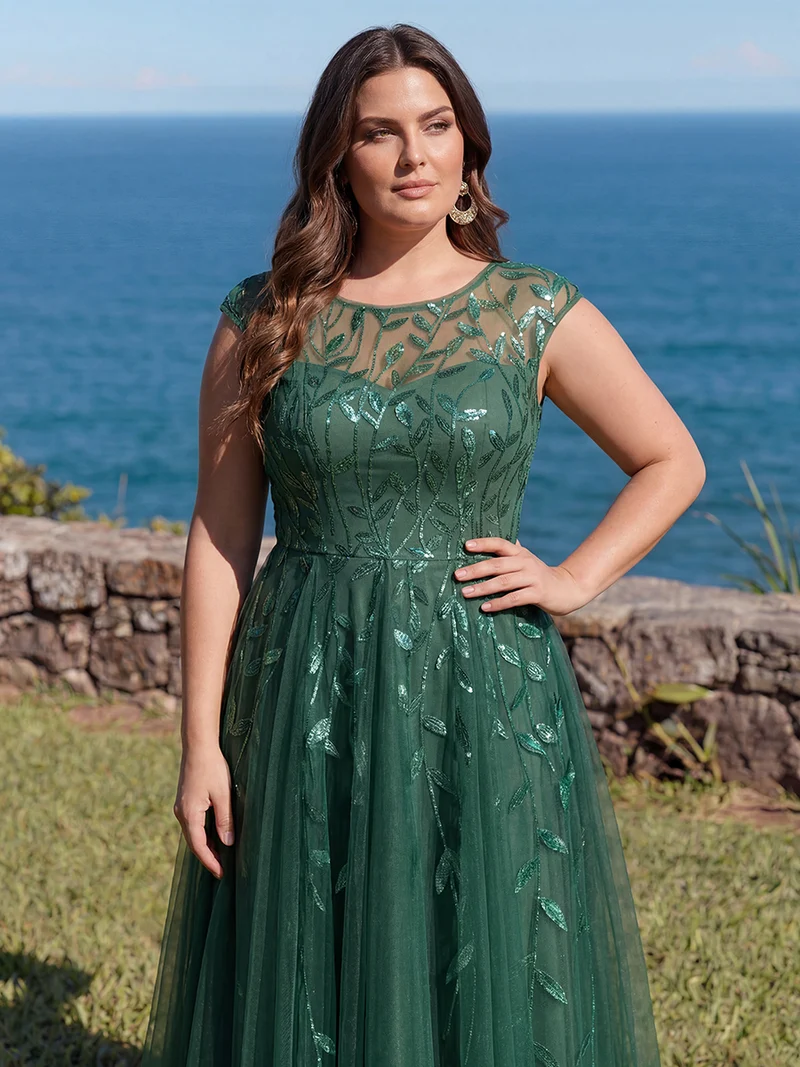 Robe invitée mariage grande taille à paillettes coupe trapèze