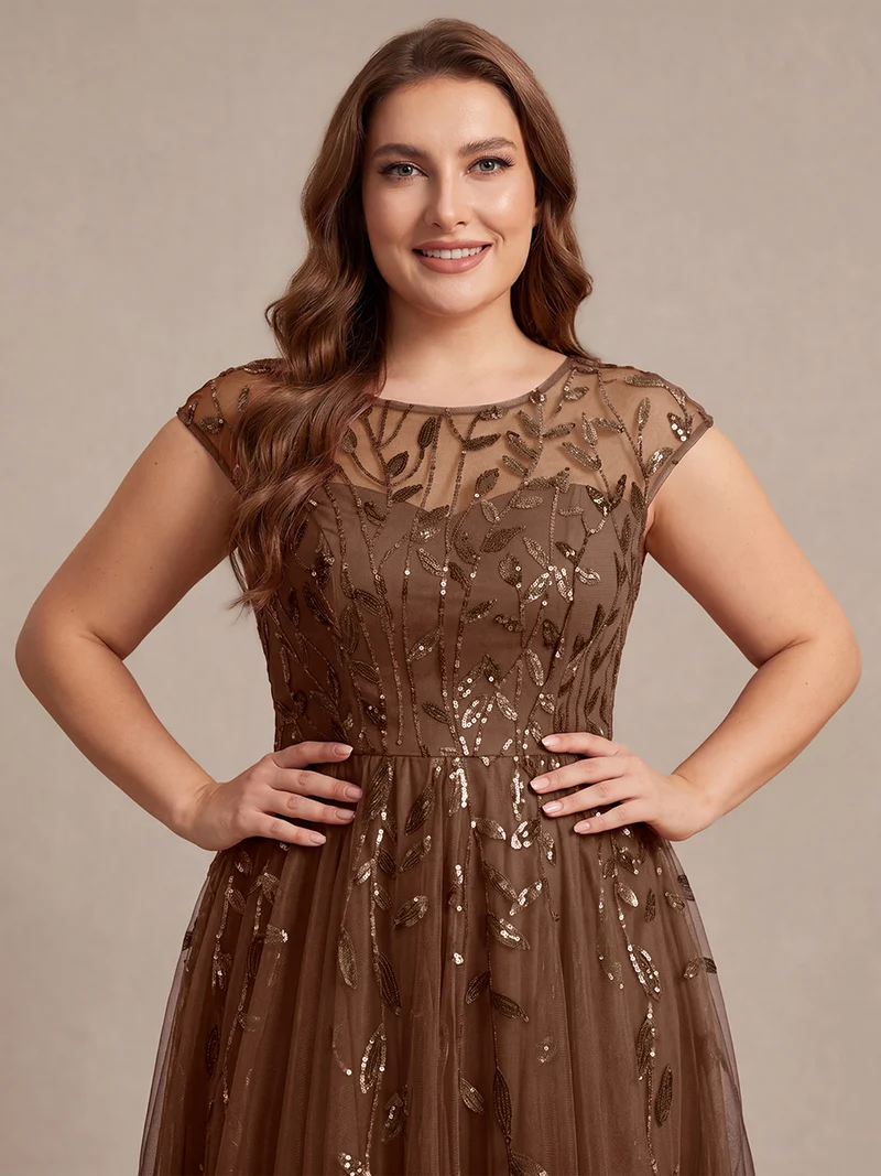 Robe invitée mariage grande taille à paillettes coupe trapèze