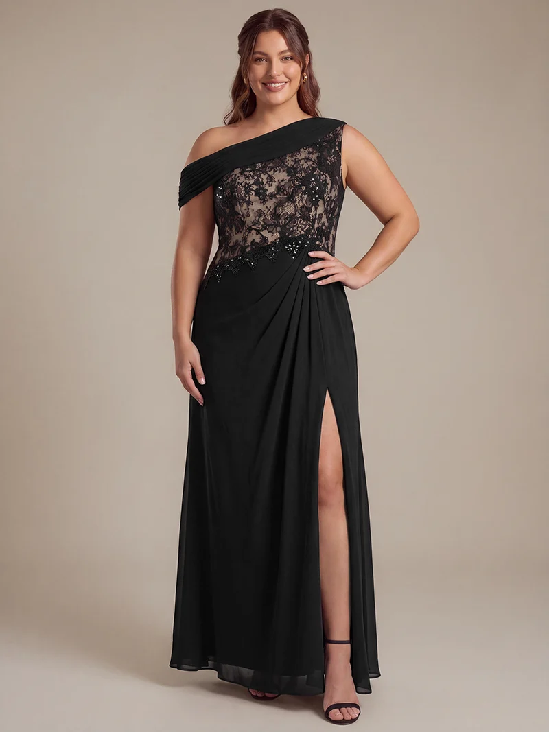 Robe longue asymétrique en mousseline avec détail transparent