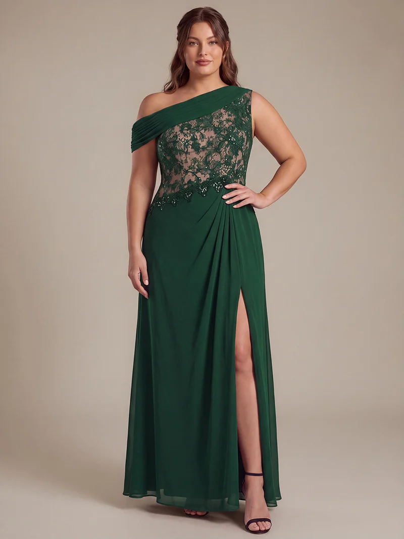 Robe longue asymétrique en mousseline avec détail transparent