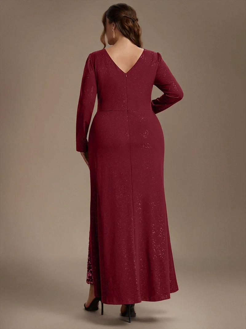 Robe longue en jersey à paillettes avec détail noué