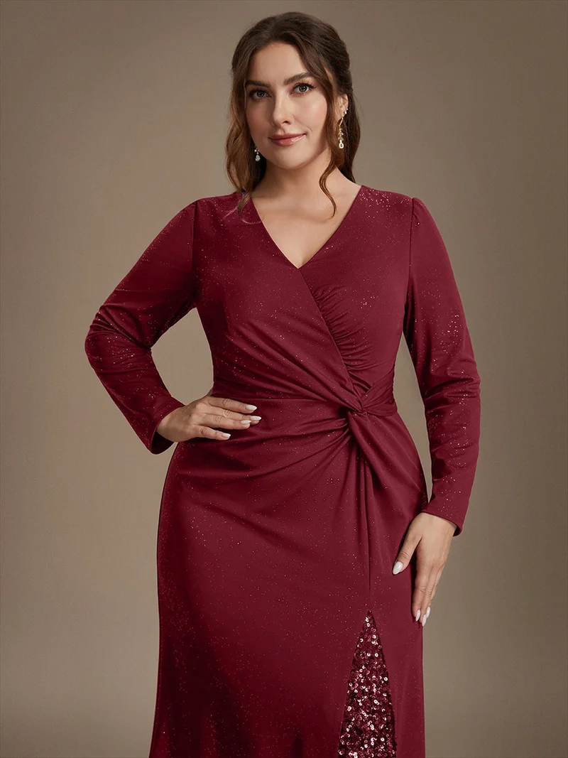 Robe longue en jersey à paillettes avec détail noué