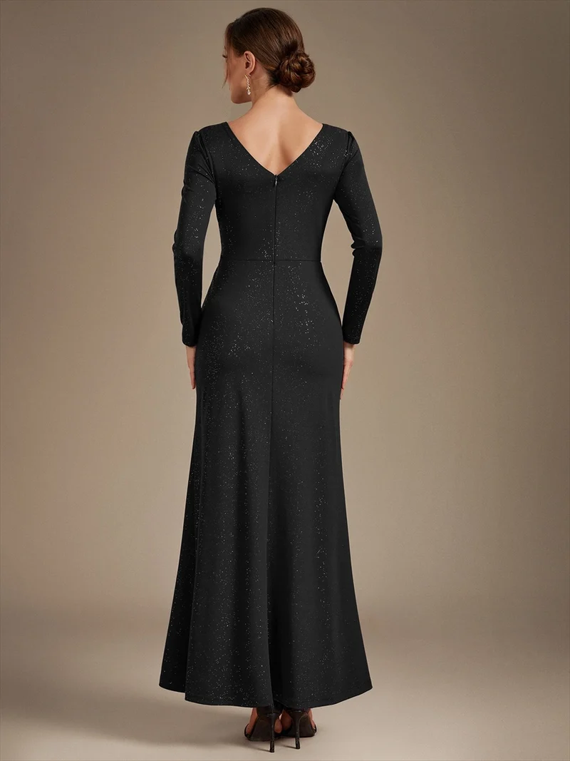 Robe longue en jersey à paillettes avec détail noué