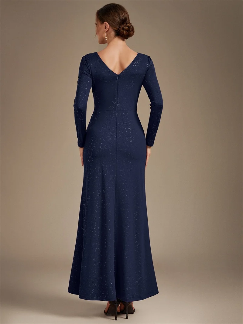 Robe longue en jersey à paillettes avec détail noué
