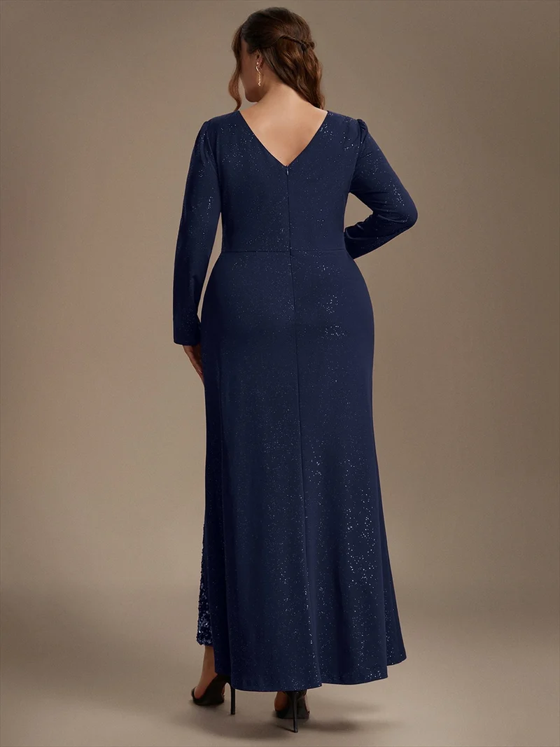 Robe longue en jersey à paillettes avec détail noué