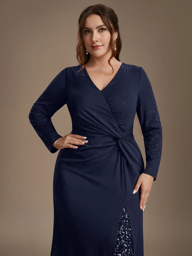 Robe longue en jersey à paillettes avec détail noué
