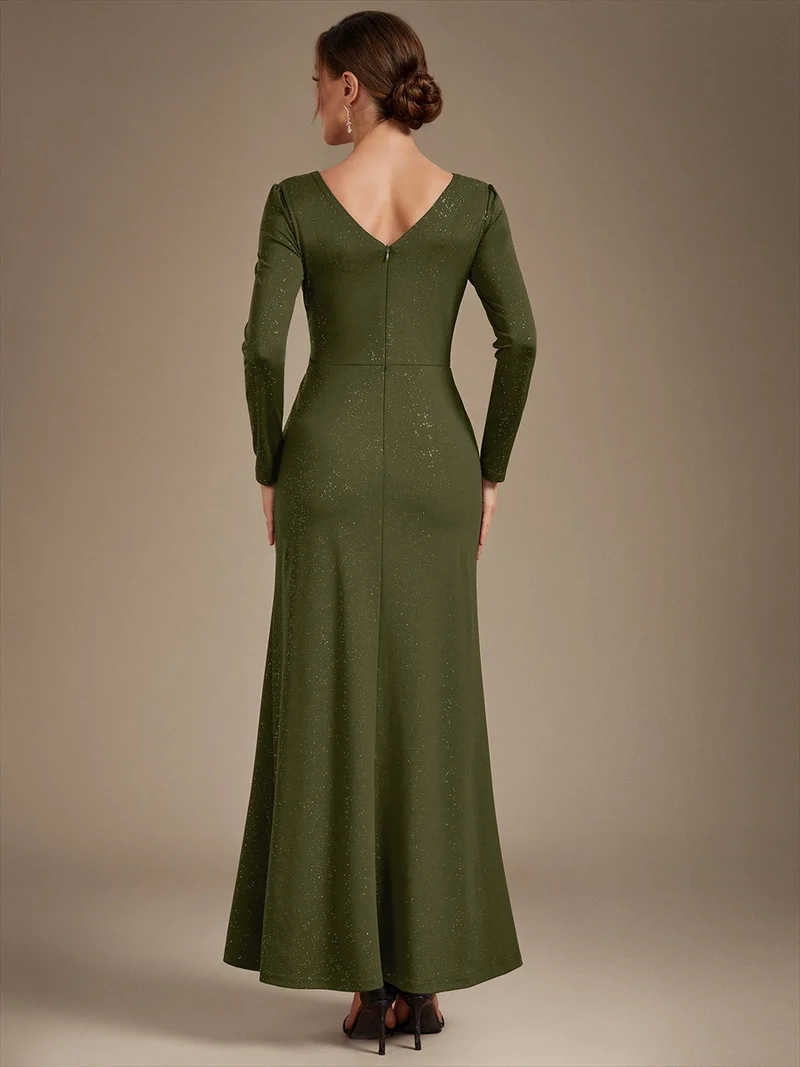 Robe longue en jersey à paillettes avec détail noué