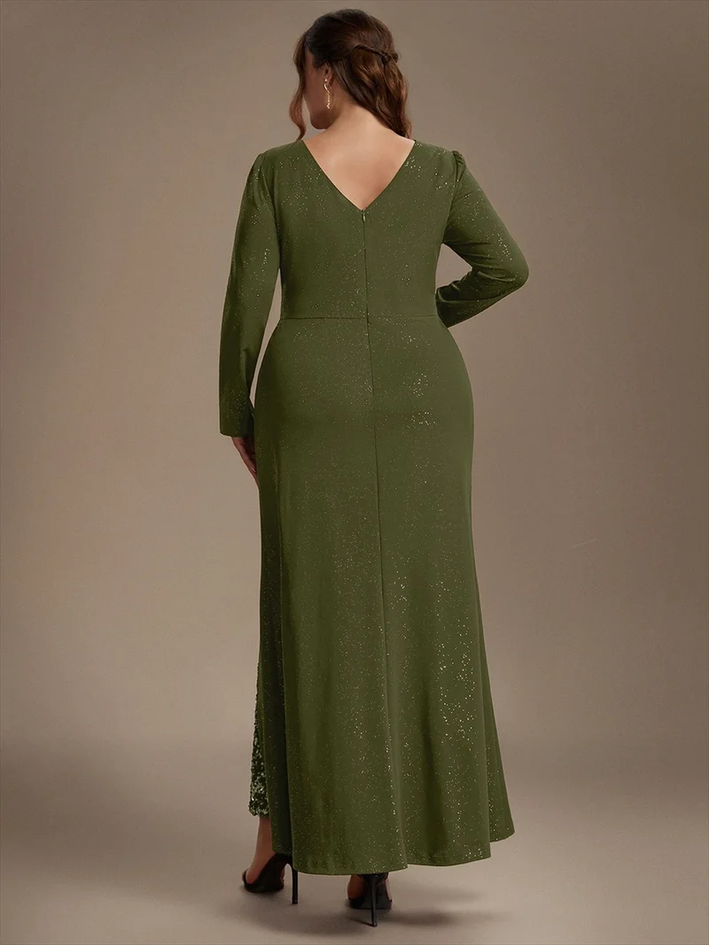 Robe longue en jersey à paillettes avec détail noué