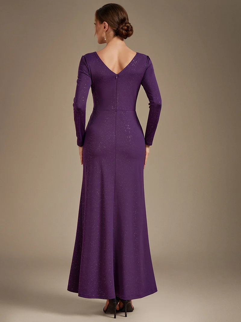 Robe longue en jersey à paillettes avec détail noué