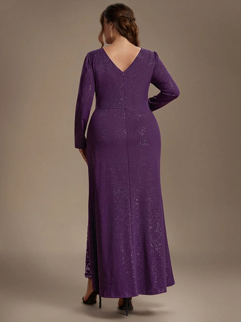 Robe longue en jersey à paillettes avec détail noué