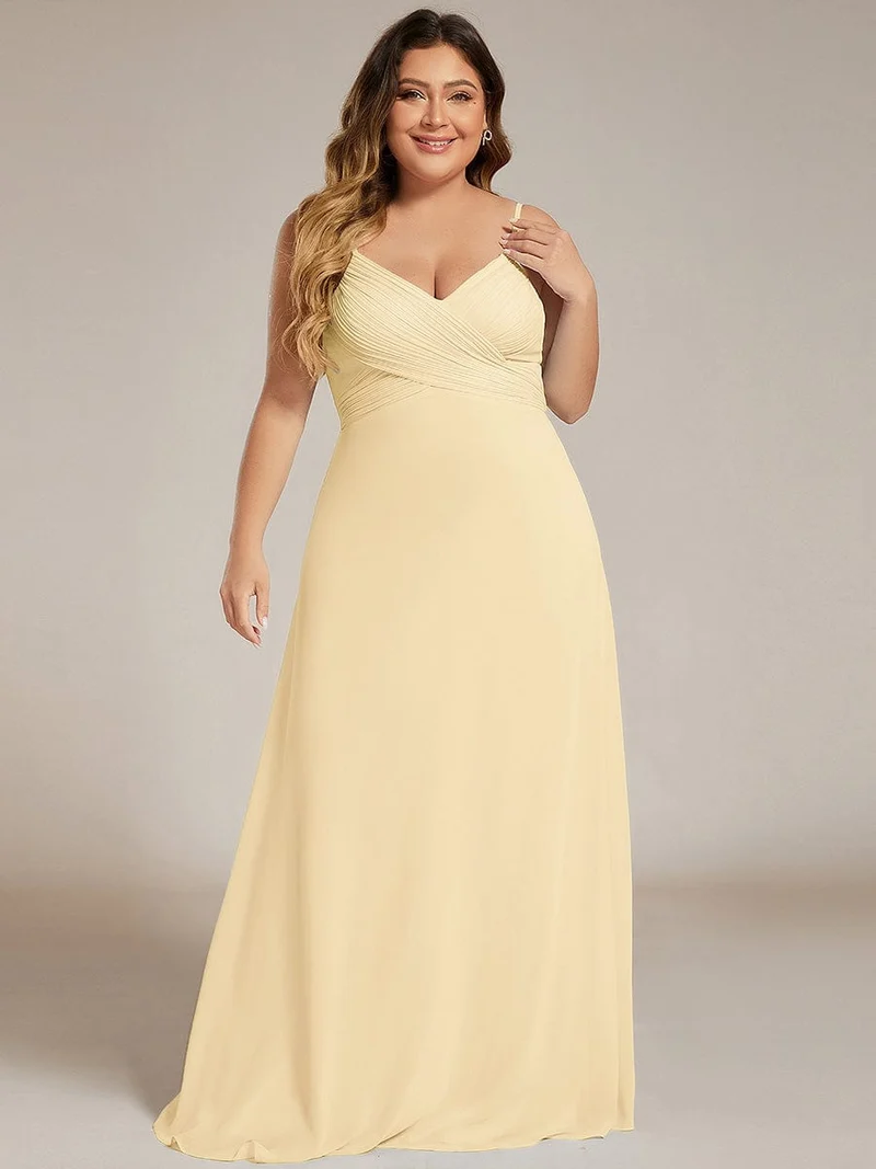 ever NOVA|Grande Taille Robe de demoiselle d'honneur drapée au dos avec décolleté en cœur
