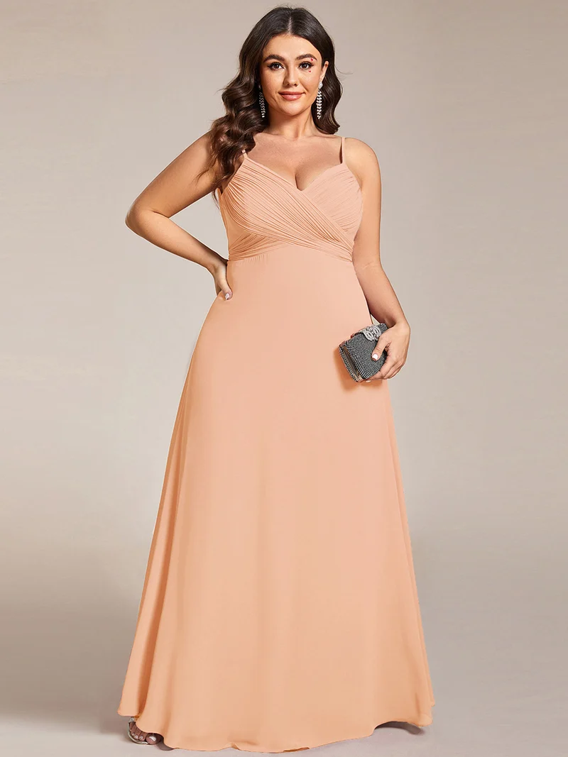 ever NOVA|Grande Taille Robe de demoiselle d'honneur drapée au dos avec décolleté en cœur