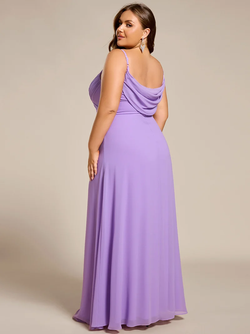 ever NOVA|Grande Taille Robe de demoiselle d'honneur drapée au dos avec décolleté en cœur