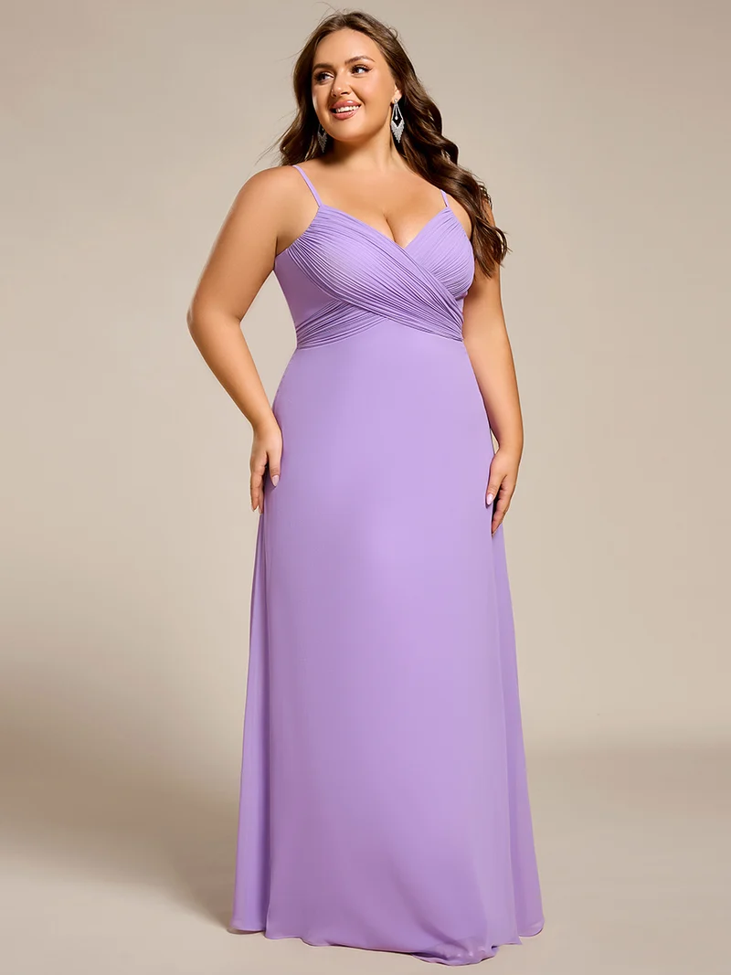 ever NOVA|Grande Taille Robe de demoiselle d'honneur drapée au dos avec décolleté en cœur
