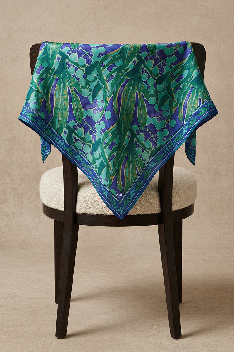 Foulard en soie Myrtille