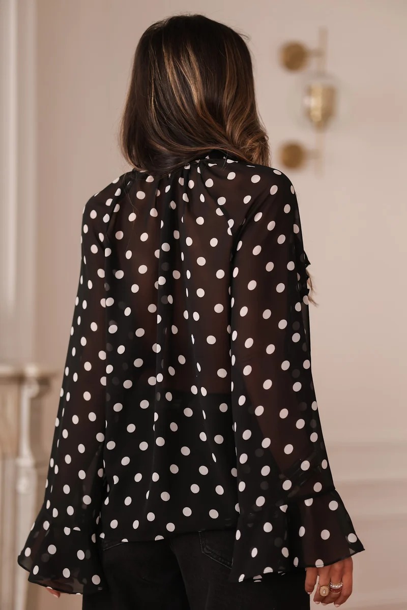 Blouse Maja à pois noirs