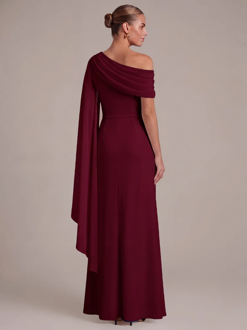 Robe longue asymétrique en jersey drapé