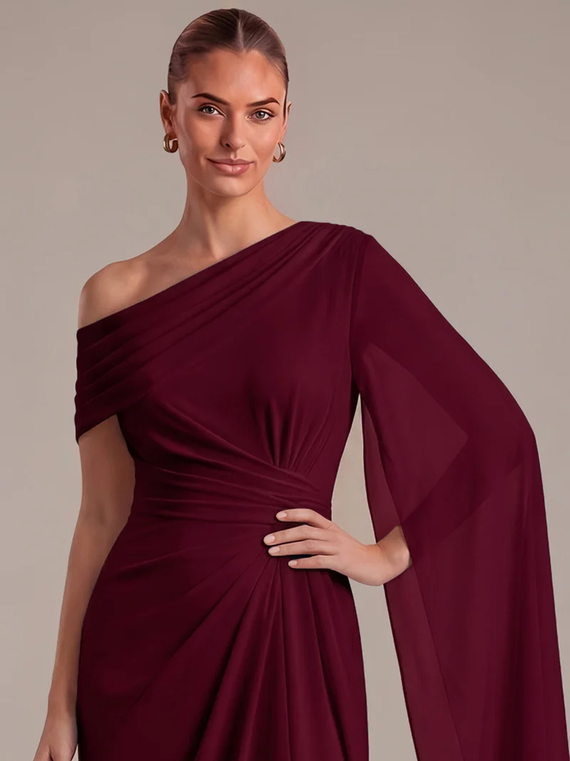 Robe longue asymétrique en jersey drapé