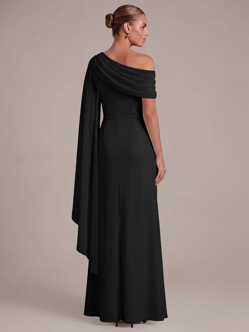 Robe longue asymétrique en jersey drapé