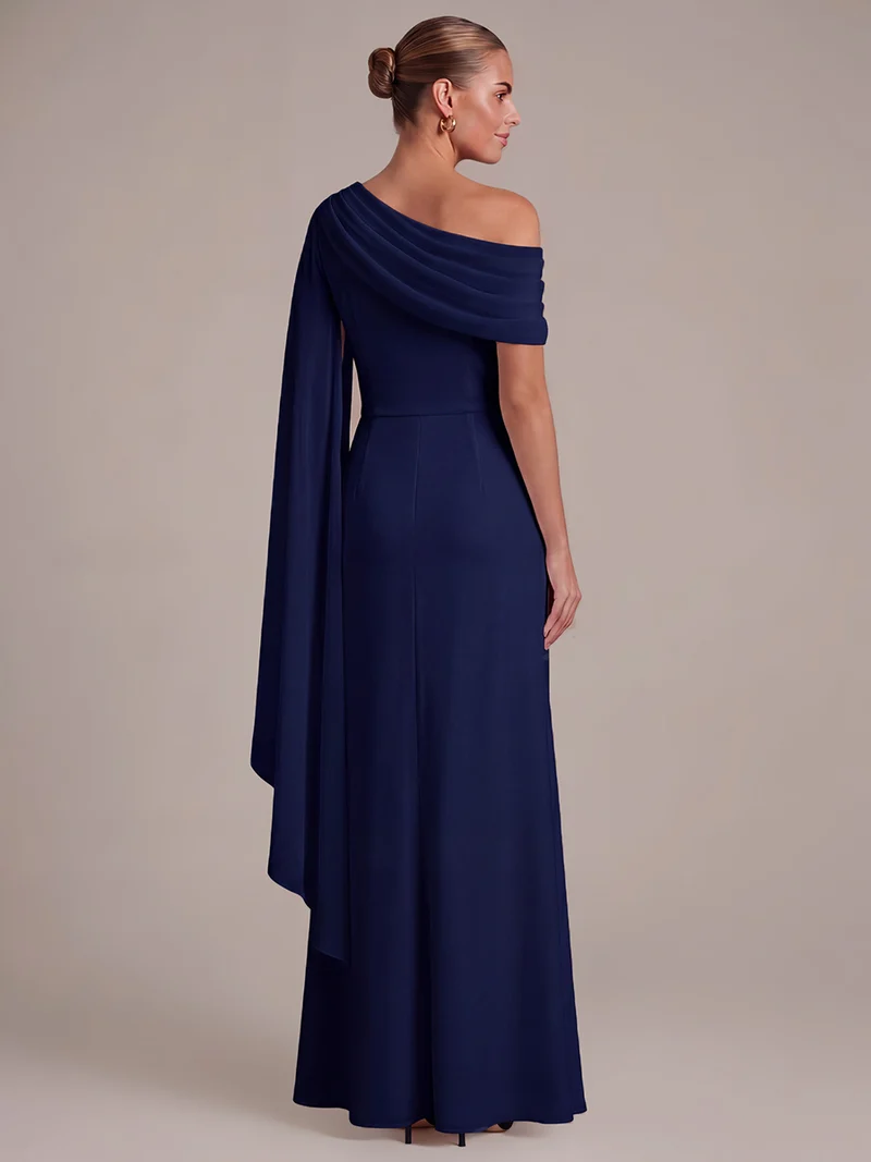 Robe longue asymétrique en jersey drapé
