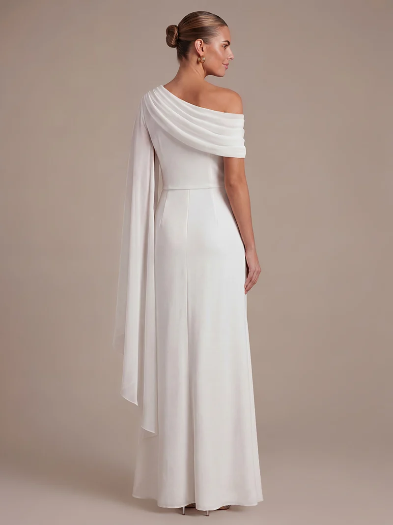 Robe longue asymétrique en jersey drapé