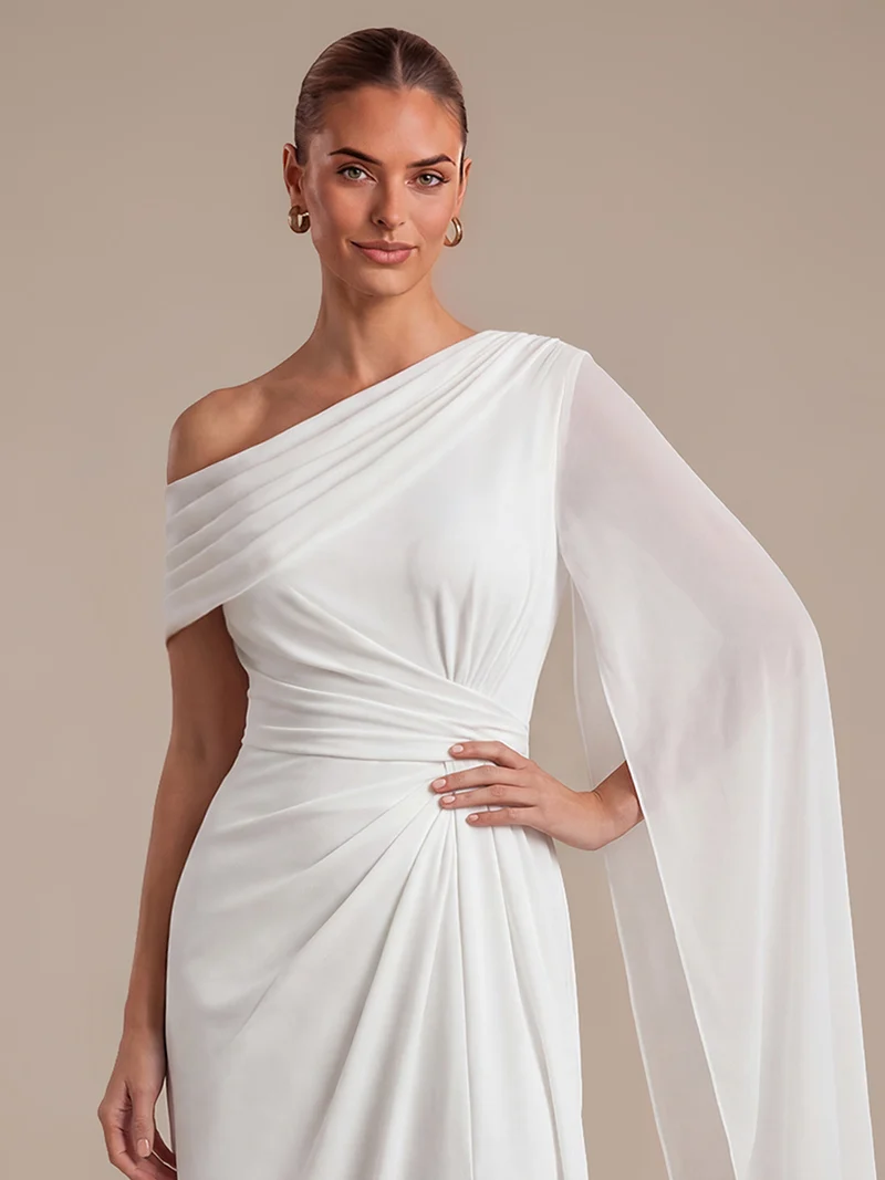 Robe longue asymétrique en jersey drapé