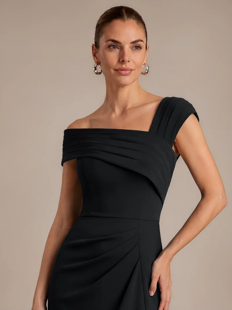 Robe midi ajustée en crêpe avec détail drapé