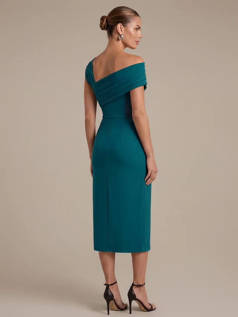 Robe midi ajustée en crêpe avec détail drapé