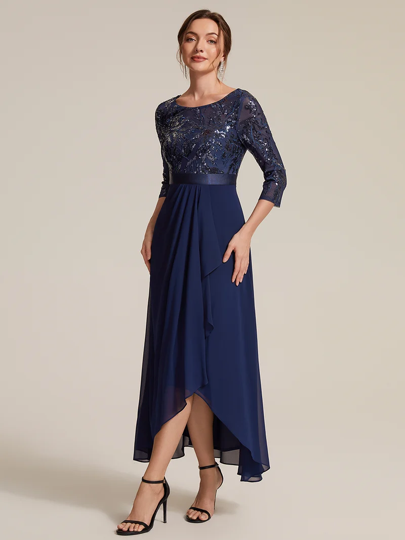 Robe trapèze à volants en mousseline avec sequins