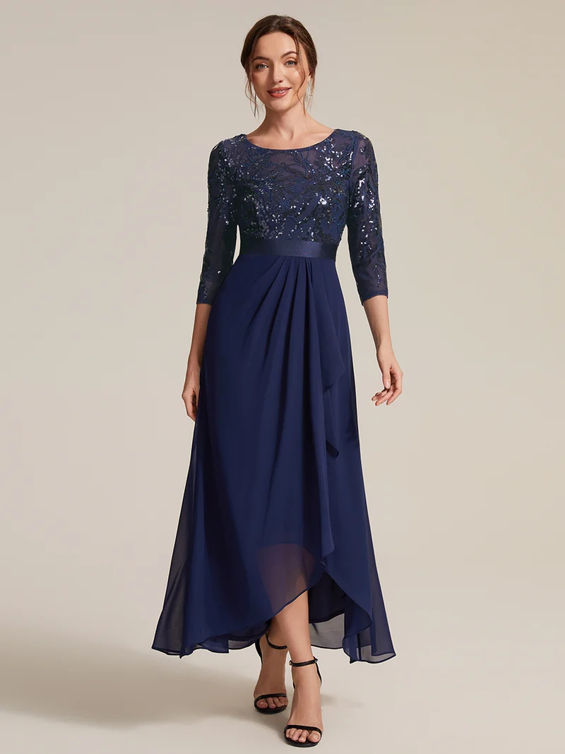 Robe trapèze à volants en mousseline avec sequins