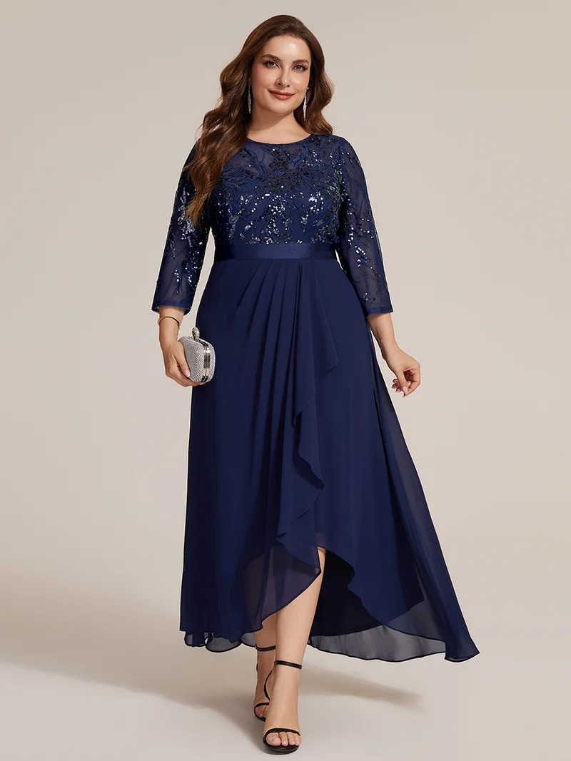 Robe trapèze à volants en mousseline avec sequins